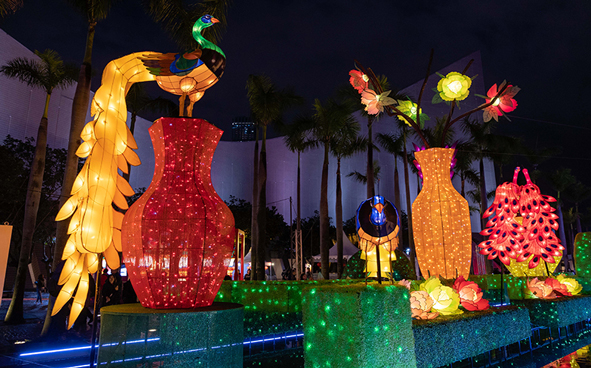  Lunar New Year Thematic Lantern Display ─ Glittering Peacocks in Full Bloom